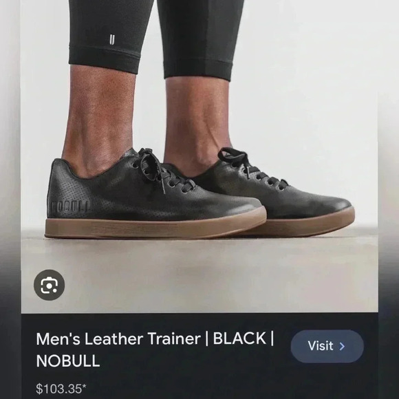 NOBULL All Black Perforated Traditional Leather Trainer Shoes - Picture 5 of 6